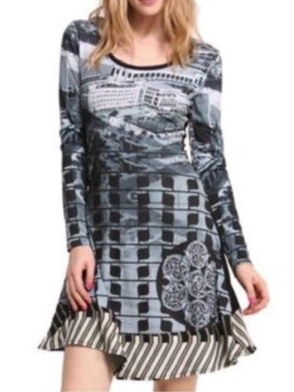DESIGUAL by Christian Lacroix Fit and Flare Photo Print Dress